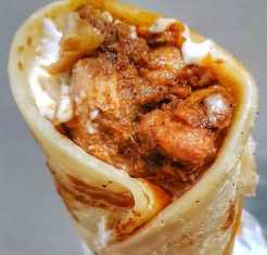 Double eggs with chicken roll
